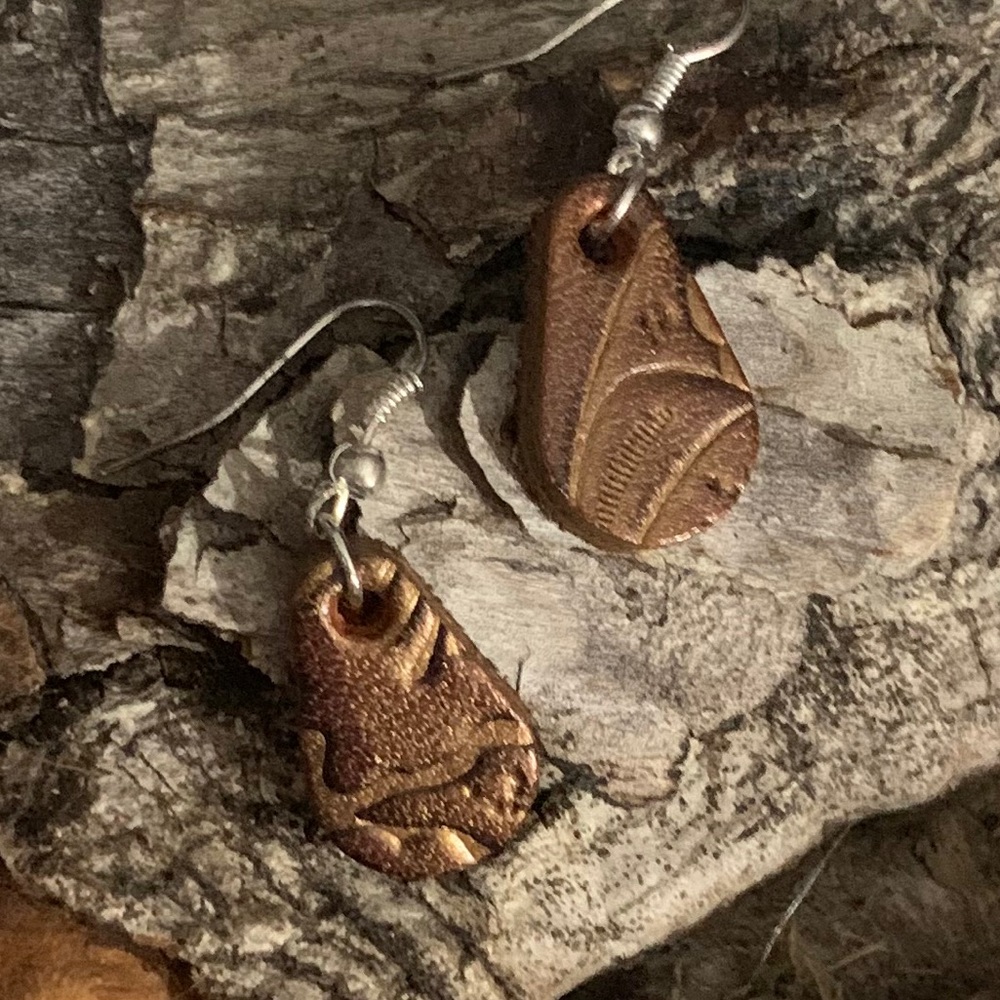 Copper Color Handcrafted Leather Earrings